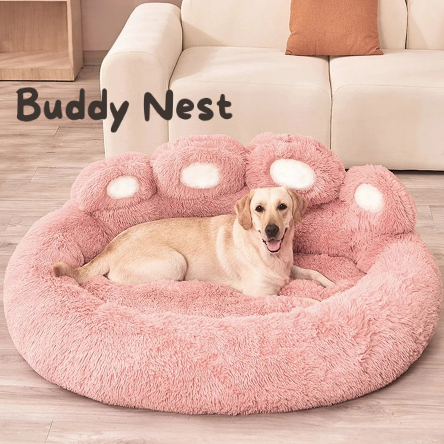BuddyNest Panier de couchage doux en forme de patte – Pour chiens & chats