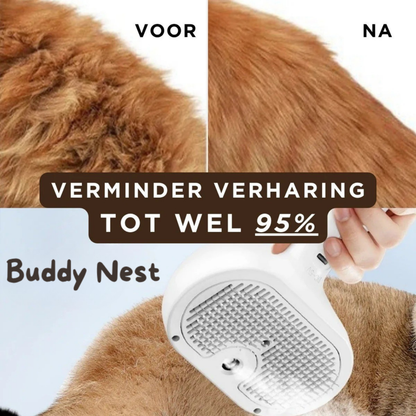 BuddyNest SteamBrush – Brosse professionnelle de soin du pelage pour animaux de compagnie