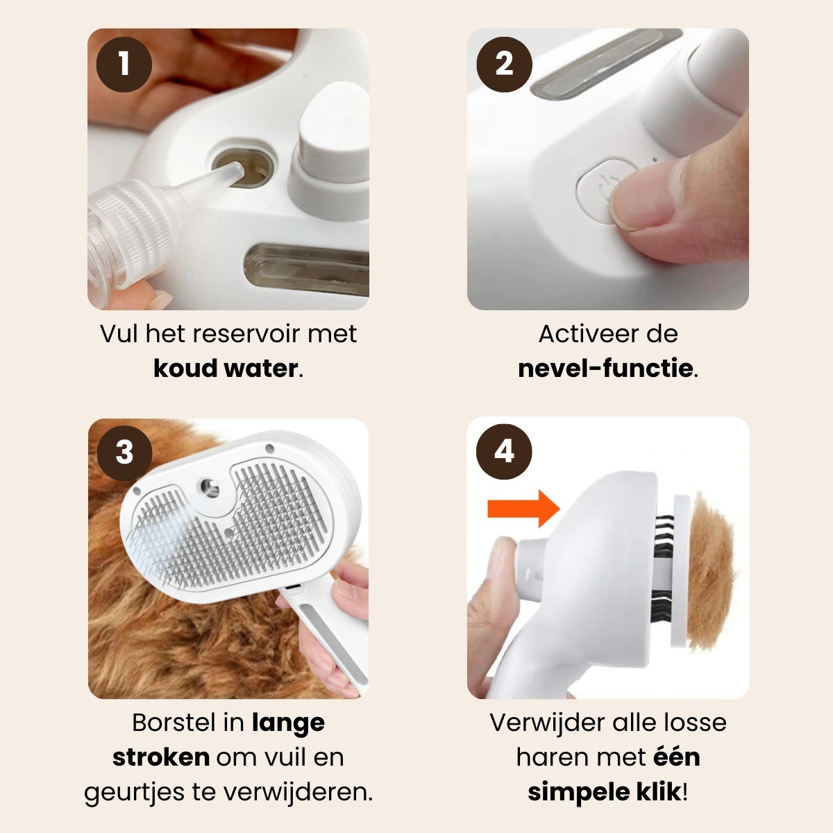BuddyNest SteamBrush – Brosse professionnelle de soin du pelage pour animaux de compagnie