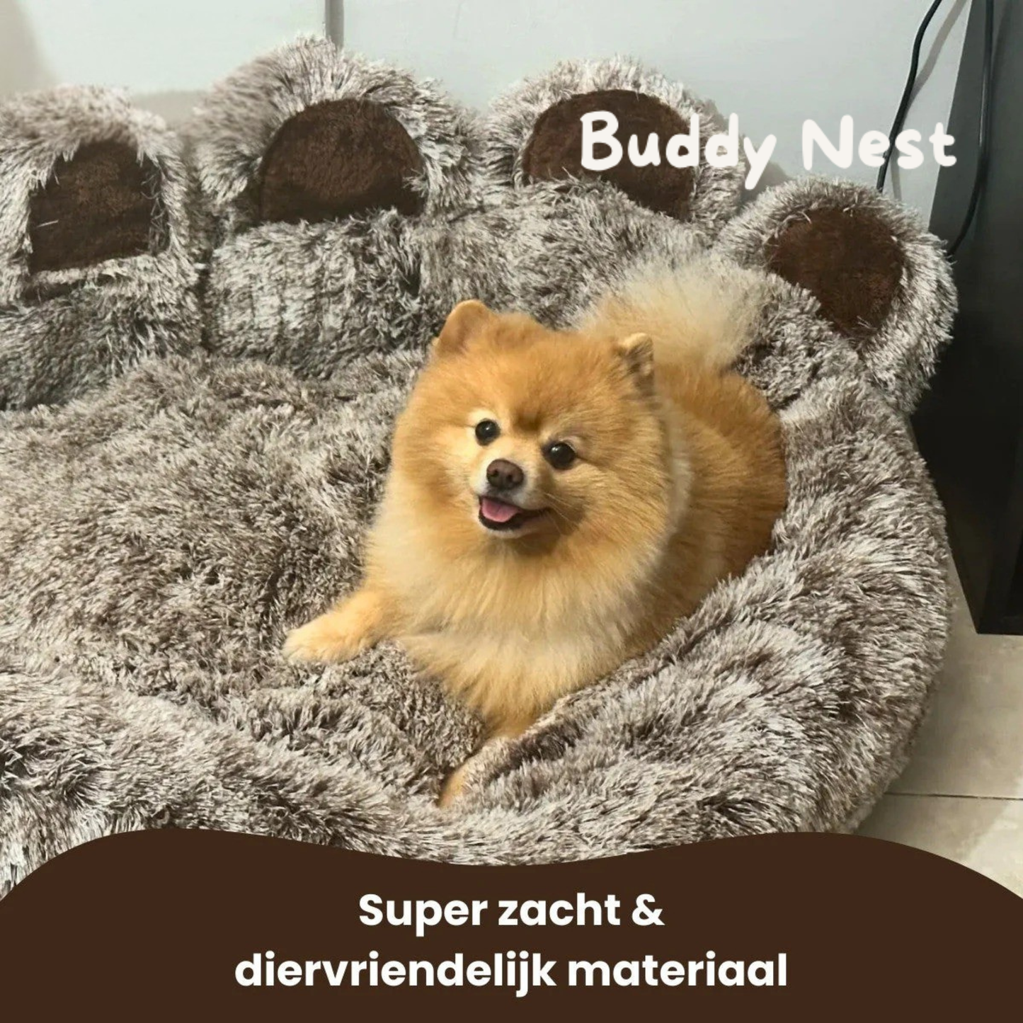 BuddyNest Panier de couchage doux en forme de patte – Pour chiens & chats