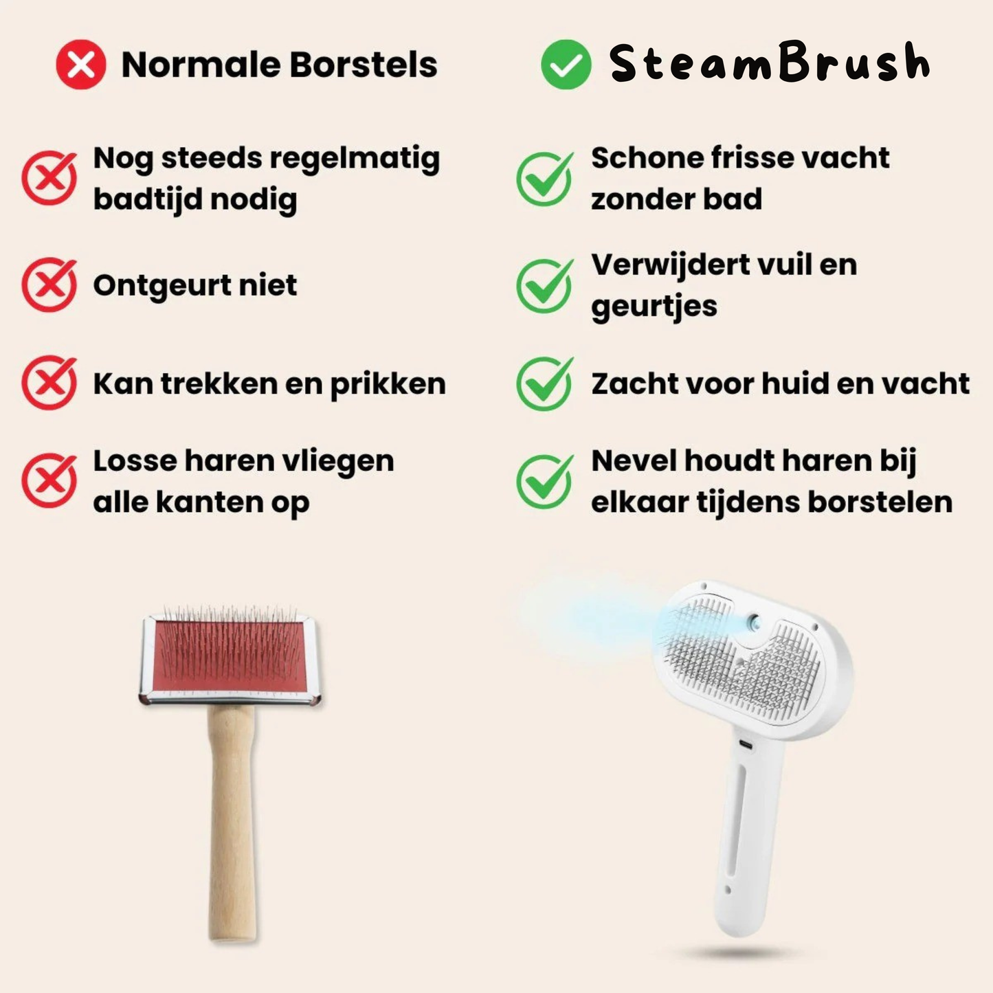 BuddyNest SteamBrush – Brosse professionnelle de soin du pelage pour animaux de compagnie