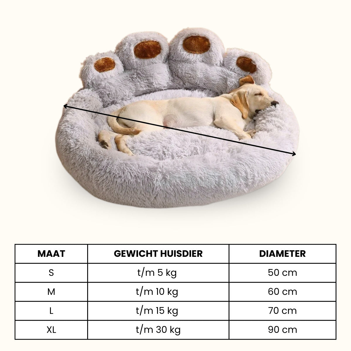 BuddyNest Panier de couchage doux en forme de patte – Pour chiens & chats